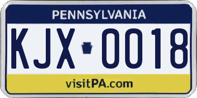 PA license plate KJX0018