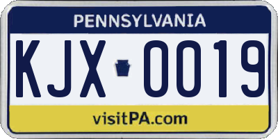 PA license plate KJX0019