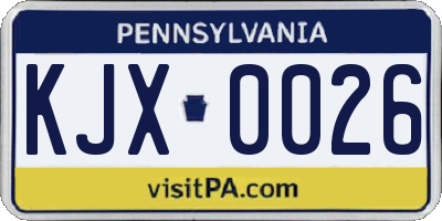 PA license plate KJX0026