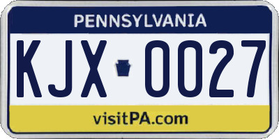 PA license plate KJX0027