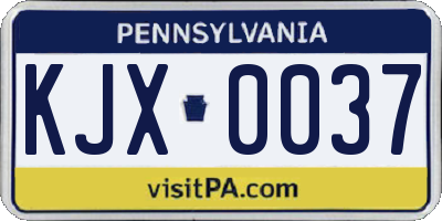 PA license plate KJX0037
