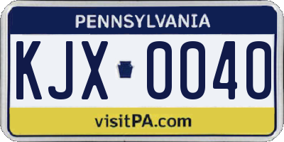 PA license plate KJX0040