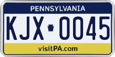 PA license plate KJX0045