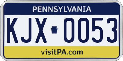 PA license plate KJX0053