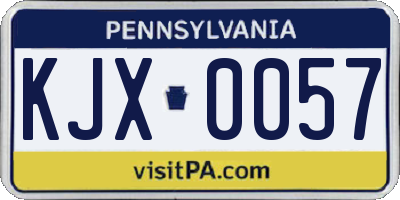 PA license plate KJX0057