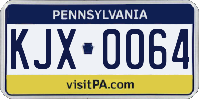 PA license plate KJX0064