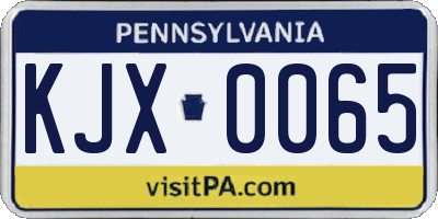 PA license plate KJX0065
