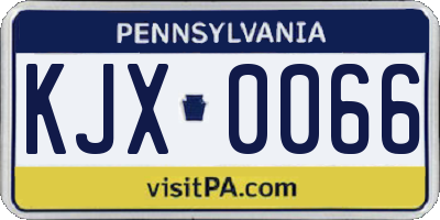 PA license plate KJX0066