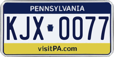 PA license plate KJX0077