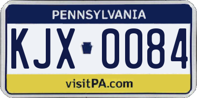 PA license plate KJX0084