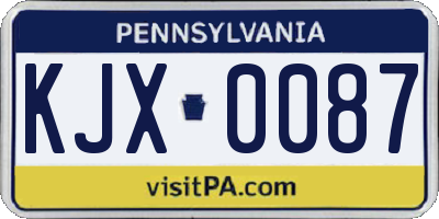 PA license plate KJX0087