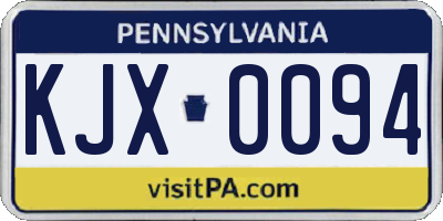 PA license plate KJX0094