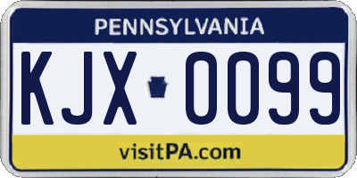 PA license plate KJX0099