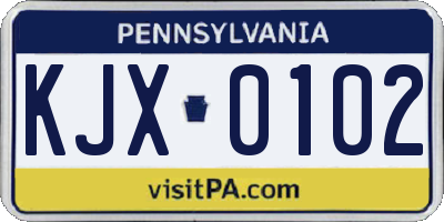 PA license plate KJX0102