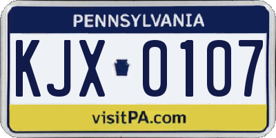 PA license plate KJX0107