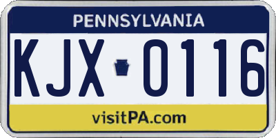 PA license plate KJX0116
