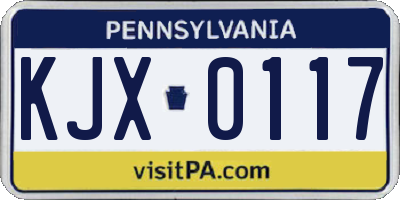 PA license plate KJX0117