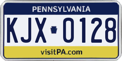 PA license plate KJX0128