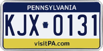 PA license plate KJX0131