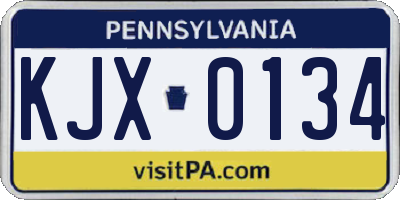 PA license plate KJX0134