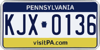 PA license plate KJX0136