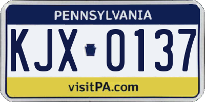 PA license plate KJX0137