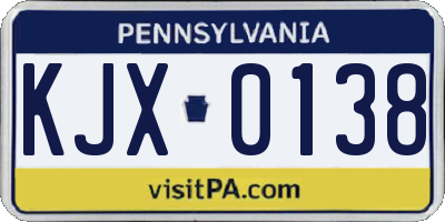 PA license plate KJX0138