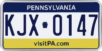 PA license plate KJX0147