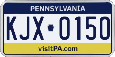 PA license plate KJX0150