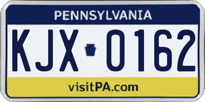 PA license plate KJX0162