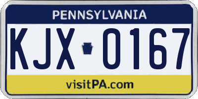 PA license plate KJX0167