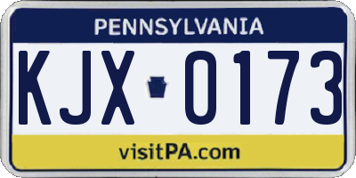 PA license plate KJX0173