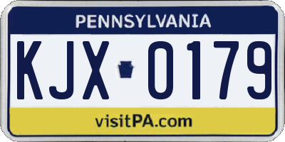 PA license plate KJX0179