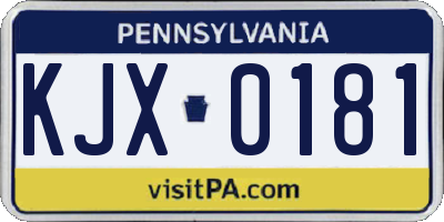 PA license plate KJX0181