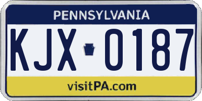 PA license plate KJX0187