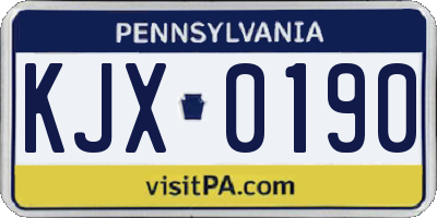 PA license plate KJX0190