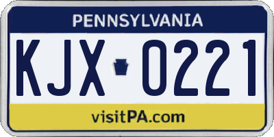 PA license plate KJX0221
