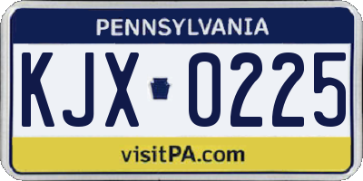 PA license plate KJX0225