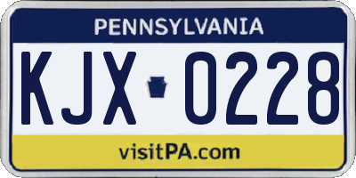 PA license plate KJX0228