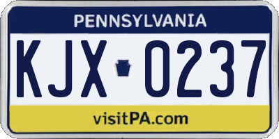 PA license plate KJX0237