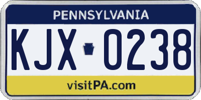 PA license plate KJX0238