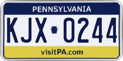 PA license plate KJX0244