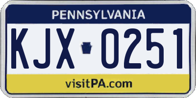 PA license plate KJX0251