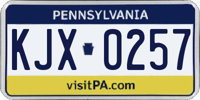 PA license plate KJX0257