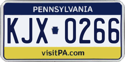 PA license plate KJX0266