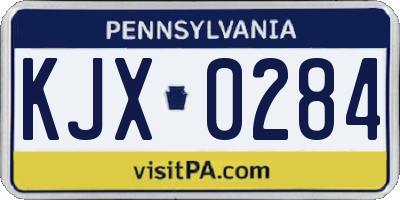 PA license plate KJX0284