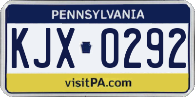 PA license plate KJX0292