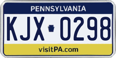 PA license plate KJX0298