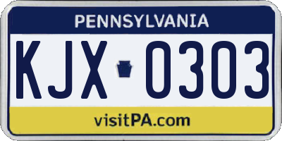 PA license plate KJX0303