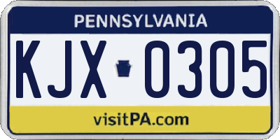 PA license plate KJX0305